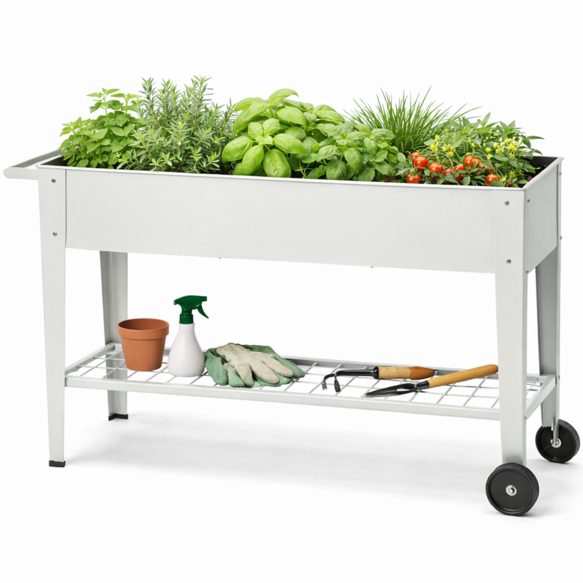 Inside Out 40" Metal Raised Garden Bed with Wheels - Farmhouse White